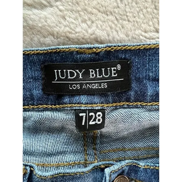 Judy Blue Women's Distressed Skinny Jeans Size 7 Medium Wash Stretchy - Image 3