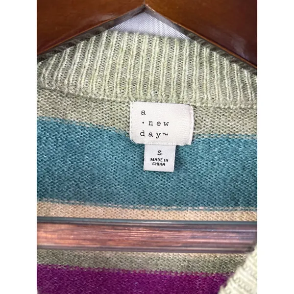 Women’s A New Day Small Multicolor Striped Sweater - Image 4