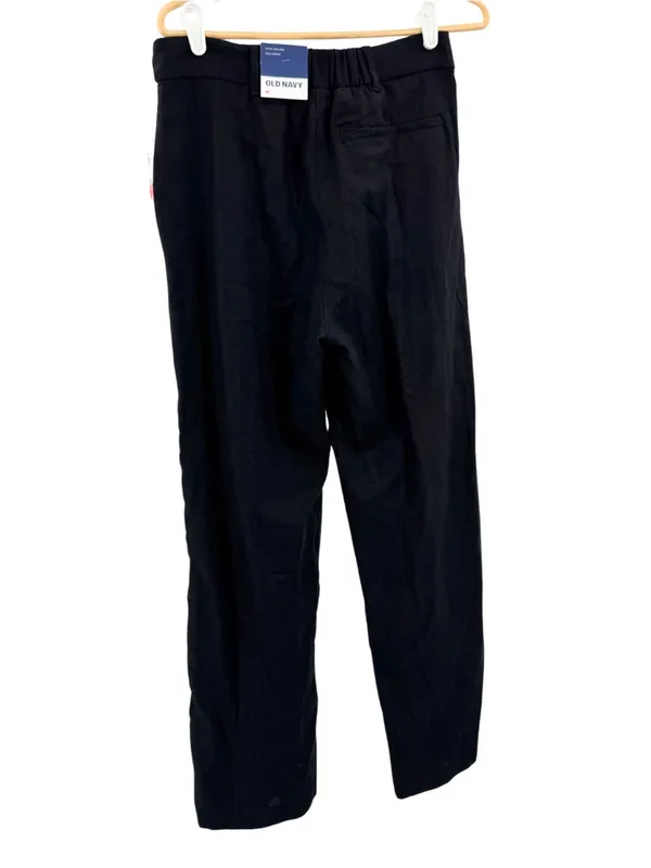 Old Navy Black Extra High-Rise Full Length Pants linen blend M new neutral - Image 3