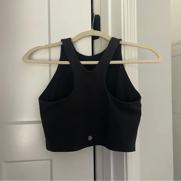ATHLETA Conscious Crop Top‎ M Powervita A-C Cup Black Sport Bra Tank - Image 4