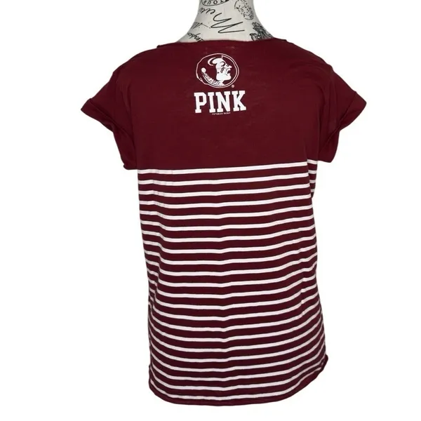 Pink republic PINK Victoria's Secret Seminoles Shirt Women S Burgundy White Striped Varsity 51 - Image 3