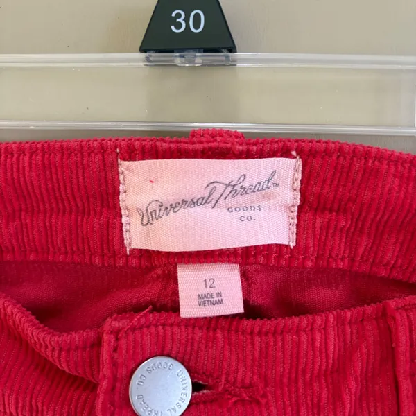Universal Thread Womens Red‎ Corduroy Mini Skirt Size 12 Cotton 5-Pocket Classic - Image 7