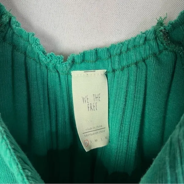 Free‎ People We the Free Brighter Days Green Button Front Short Sleeve Crop Top - Image 4
