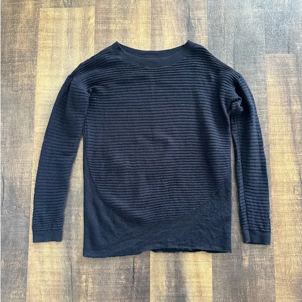 COS 100% Wool Black Textured Knit Sweater Pullover Women’s Small - Image 2