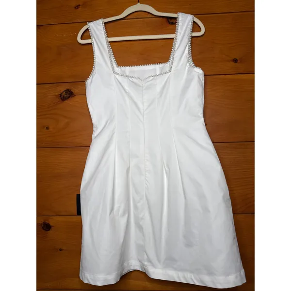 NWT Lulus Pure Hearted White Pearl Square Neck Sleeveless Mini Dress Cocktail M - Image 4