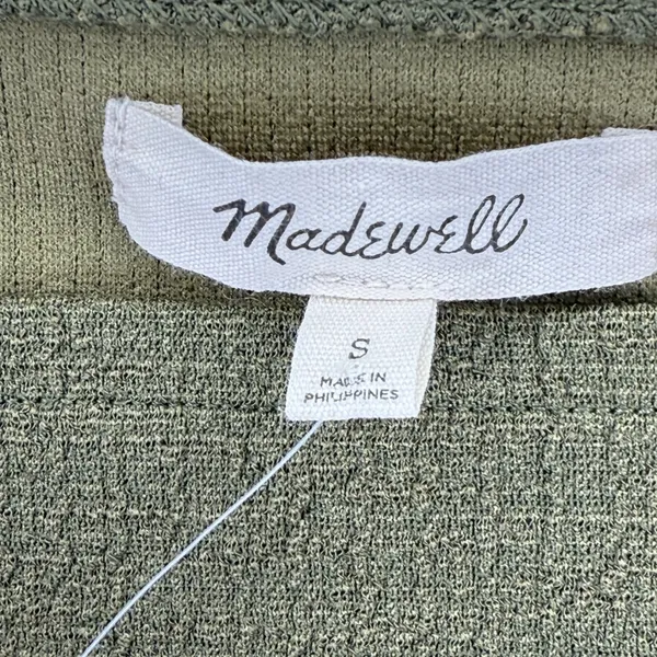 Madewell‎ Womens Top Olive Green Square Neck Long Sleeve Textured Blouse Small - Image 4