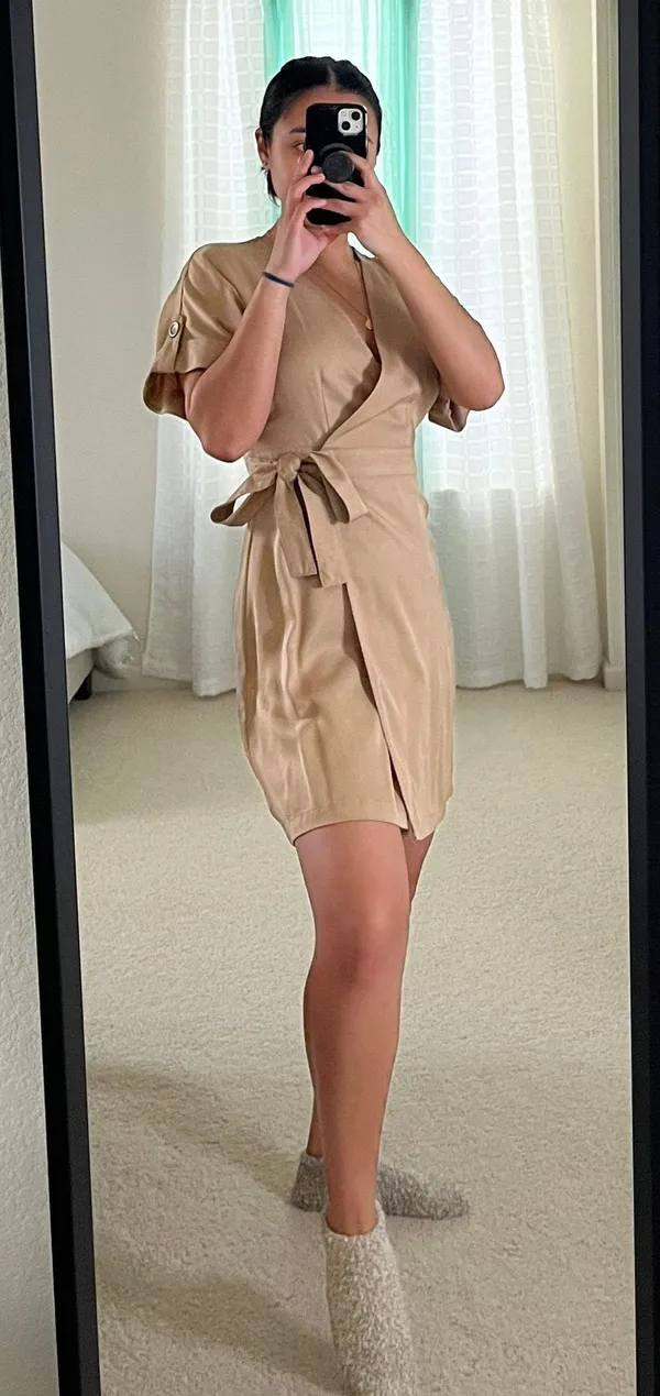 Neutral Wrapped Dress - Image 3