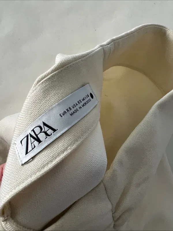 ZARA Cream Ruched Minimalist Mini Skirt XS - Image 4