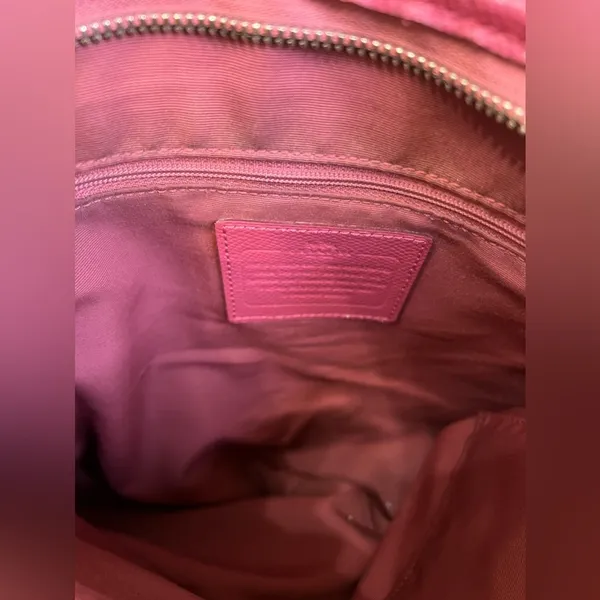 Coach Signature Logo All Over Pattern Crossbody Leather Beige Pink - Image 3