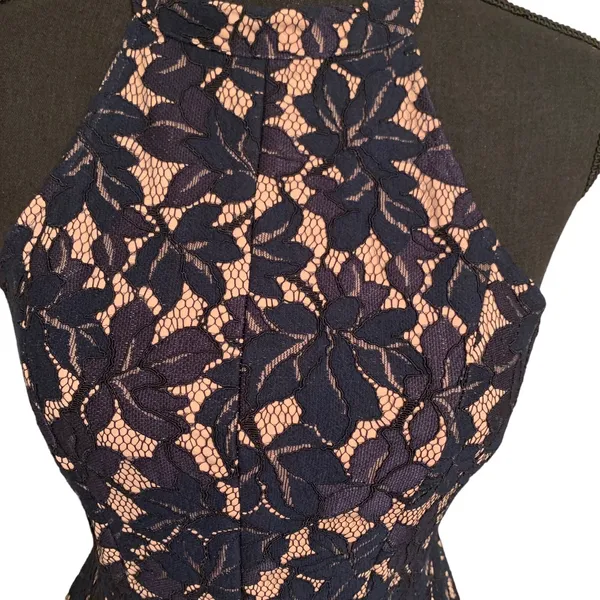 NWT - ALTAR'D STATE‎ Women's Navy Beige HALTER TOP FIT AND FLARE DRESS - S - Image 3