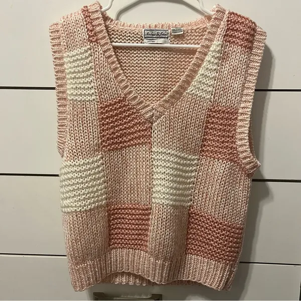 Andrew St. John Pink Plaid Sweater Vest - Image 2