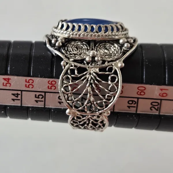 Silver Blue Stone Ring 8.5 - Image 4