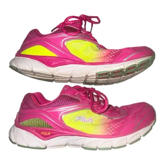Fila Women's Hot Pink & Neon Yellow Athletic Sneakers - Image 3