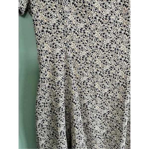 Bohme Skater Dress Women's Small Fit Flare Blue Taupe Floral BOHO Cottagecore - Image 3