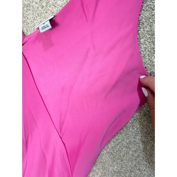 Imperfect pink slip dress vneck midi dress sleeveless slits medium wedding guest - Image 4