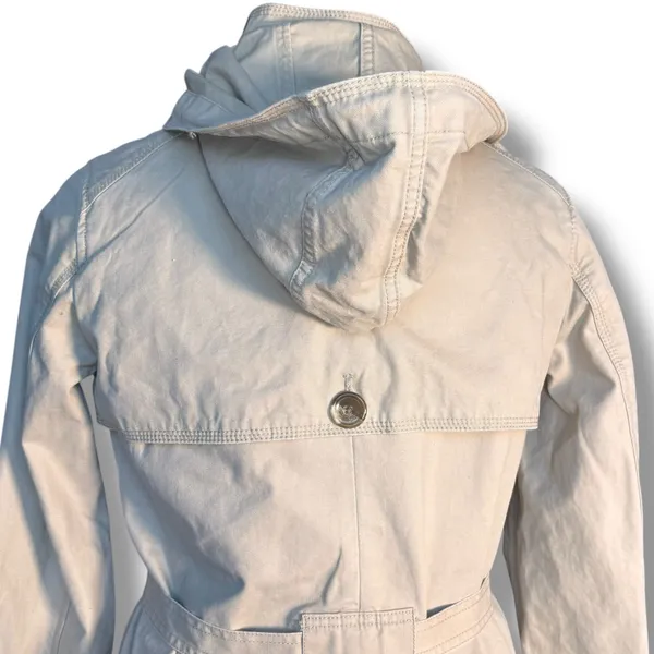 Gap‎ Beige Cotton Hooded Trench Coat Utility Jacket Women Small Lightweight - Image 7