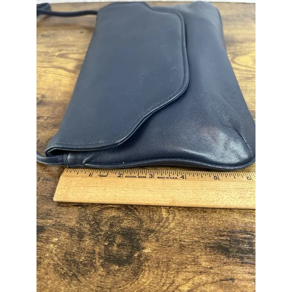 Vintage Navy Blue Shoulder Bag Clutch Purse Korea Snap Closure Retro Handbag Mod - Image 10