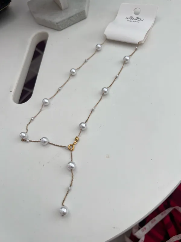 Gold Plated Pearl Necklace - Image 2