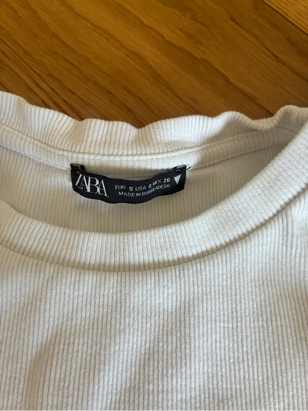 Zara Cream Ruffled Sleeve Ribbed Tank Top Womens Size Small - Image 2