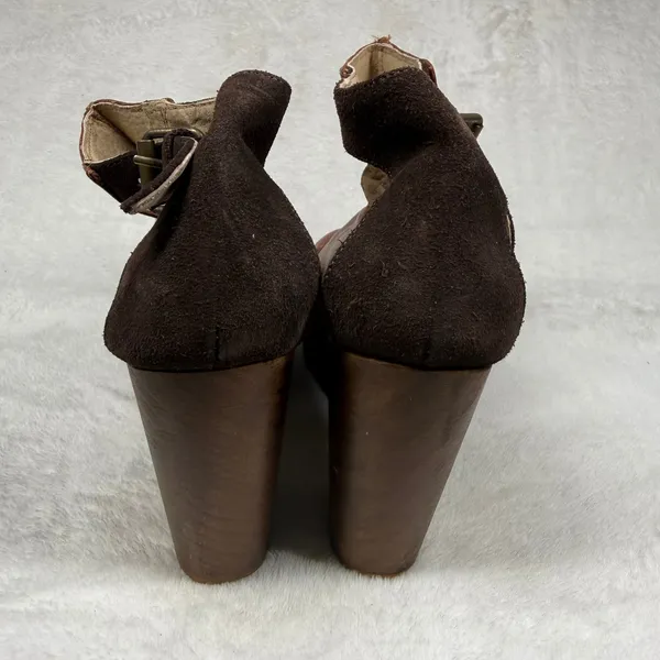 Free People Brown Leather Wooden Platform Clog Booties‎ Made in Spain 40 1012 - Image 8