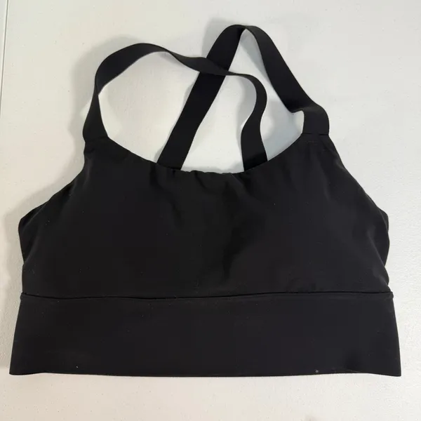 Athleta M Medium Sports Bra Seamless Low Impact Padded‎ Black Cross Back Women's - Image 3