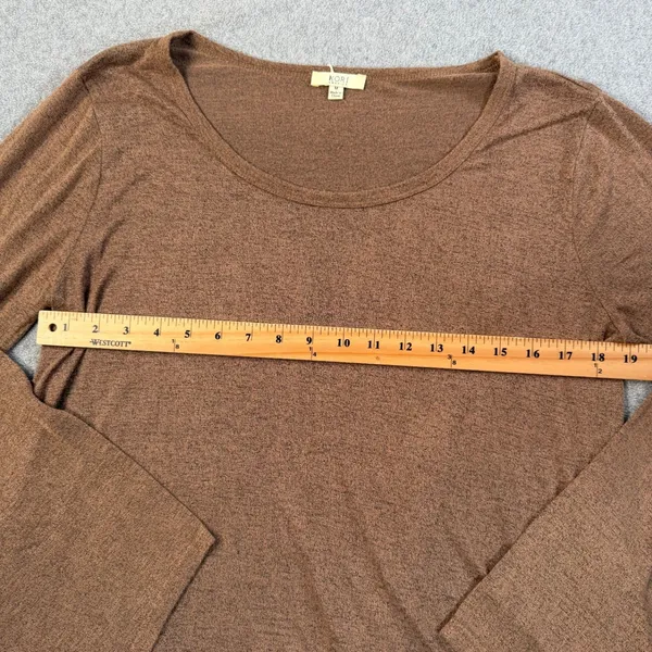 Kori America Women's Medium Brown Bell Sleeve Lace Layered Hem Knit Top Blouse - Image 7