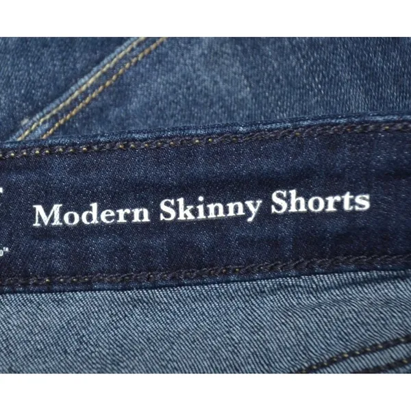 Signature Levis Strauss Size 14 Modern Skinny Shorts Denim Blue Jean Raw Hem - Image 8