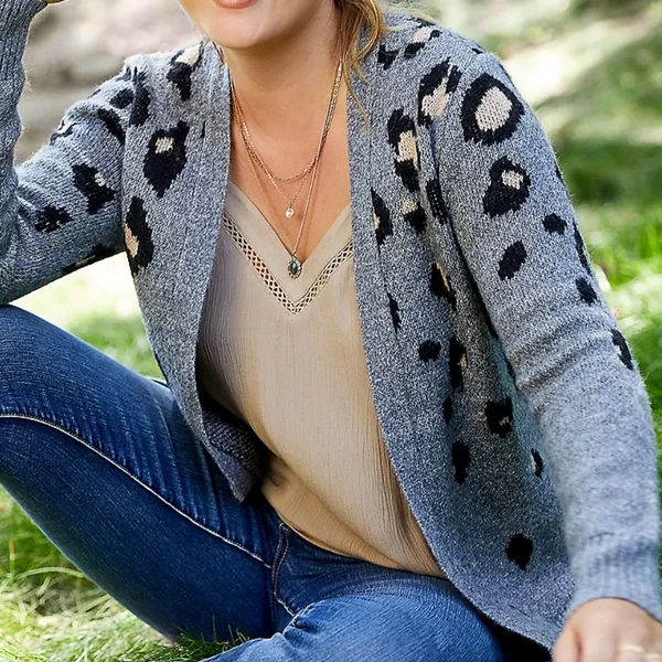 Maurices Gray Leopard print open front cardigan - Image 7