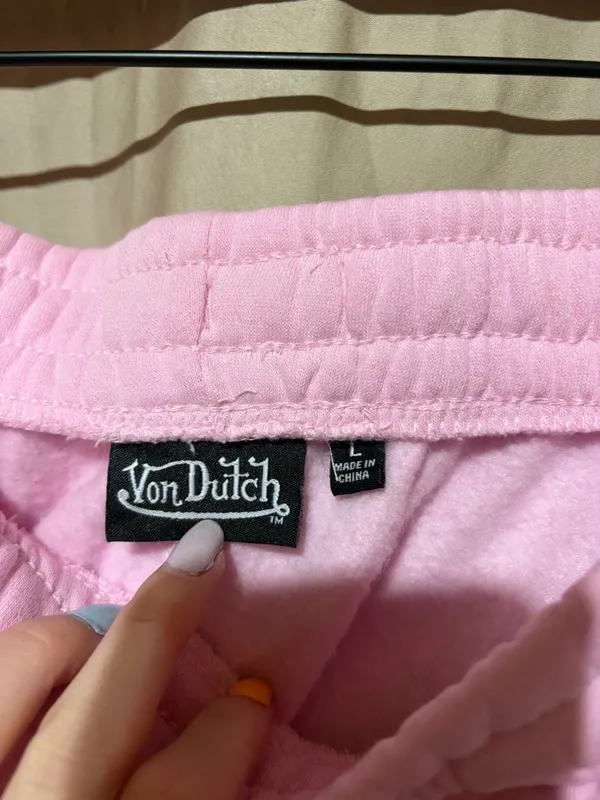 Y2K Von Dutch McBling Baby Pink Sweatpants - Image 2
