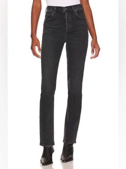 Agolde Freya High Rise Slim Jeans Charcoal Black Gray Womens Size 29‎ - Image 6