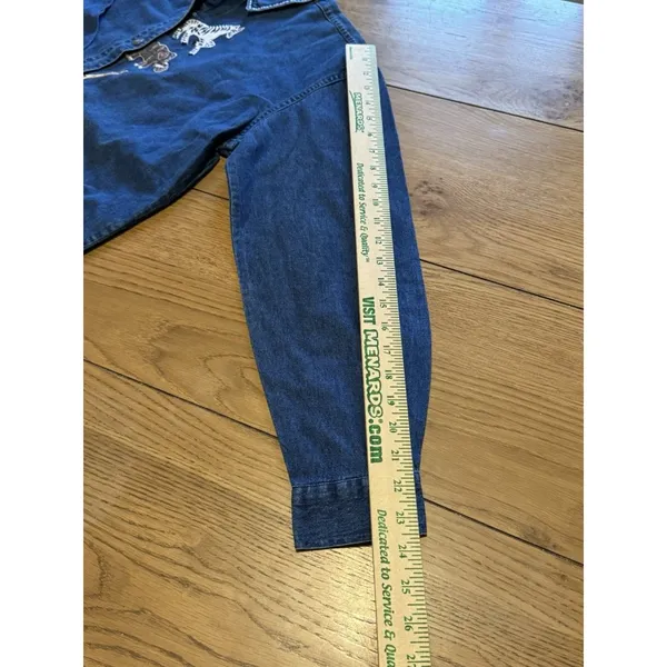 Keren Hart Denim Shirt Women‎ Size Small Embroidered Long Sleeve Safari Read - Image 13