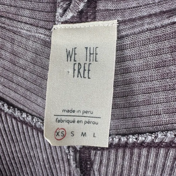 We The Free People Oceanview Thermal Top Sz XS Plum Oversized V Neck Waffleknit - Image 7
