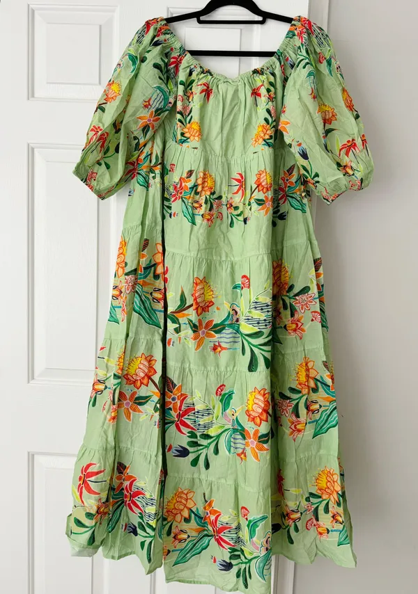 Farm Rio Off-The-Shoulder Tiered Floral Maxi Dress, Size M - Image 10