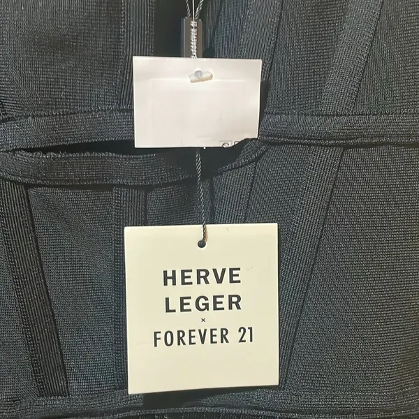 Women’s New Herve Leger x Forever 21 Transparent Black Bustier Fringe Bustier Ba - Image 9