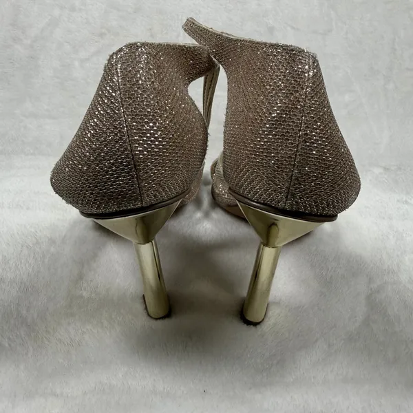 Franco Sarto Rania 2 Champagne Gold Glitter Square Toe‎ Heeled Sandals 8.5M - Image 7