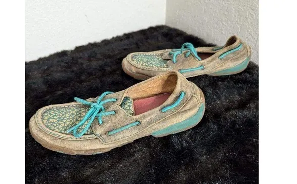 Twisted X leather teal western loafers Sz 8.5 - Image 5