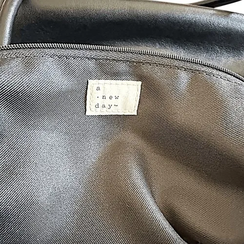 A‎ New Day Black Faux Leather Gathered Tote Bag - Image 6