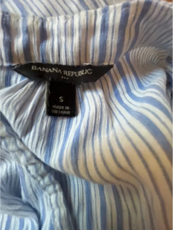 Banana Republic Striped Tiered Gauze Midi Dress - Sleeveless Blue & White Small - Image 9