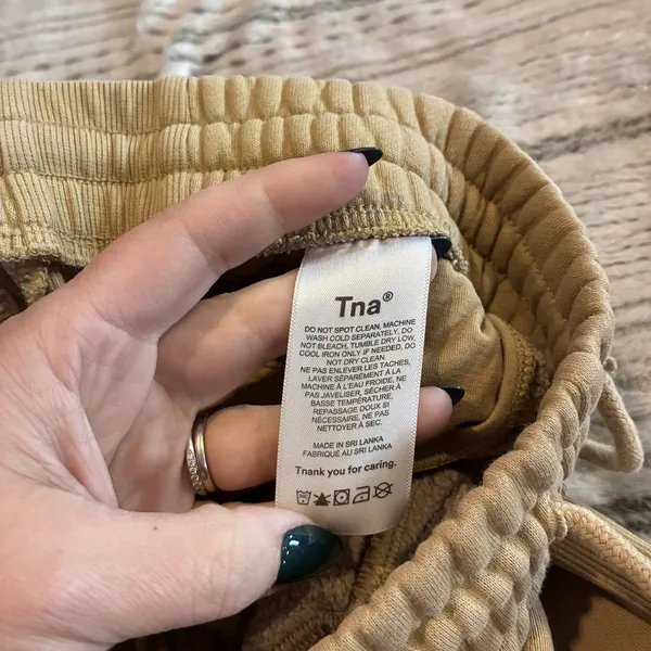 Tna Sweatpants Womens Small Beige COZYAF Fleece Jogger Elastic Waist Lounge - Image 8
