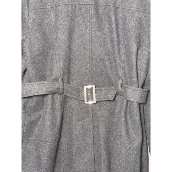 Apt. 9 Womens Pea Coat XL Charcoal Grey Wool Blend Belted Back Dark Academia - Image 4