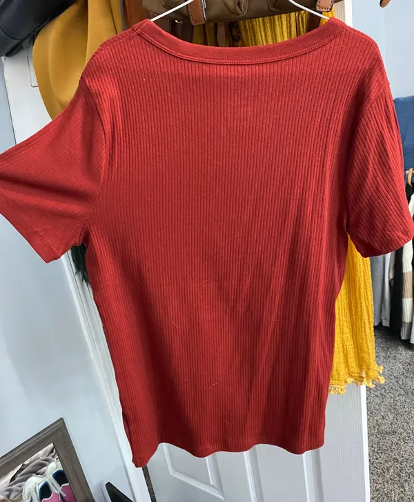 Target Burnt Orange Ribbed Tee - Image 5