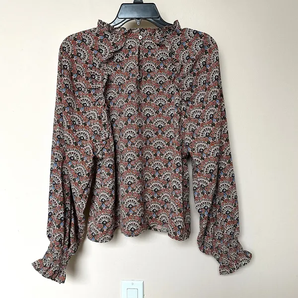 Entro Top Women’s Med Floral Puffy Sleeves Peasant Boxy Y2K Boho Cottage - Image 3