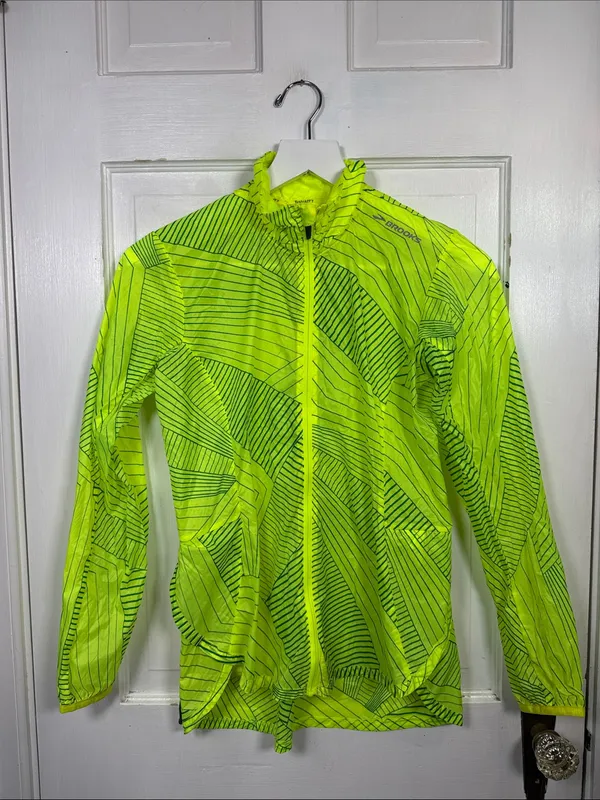 Brooks Women's Lightweight Running Jacket Windbreaker in Neon Yellow W2566 Sz XS - Image 2