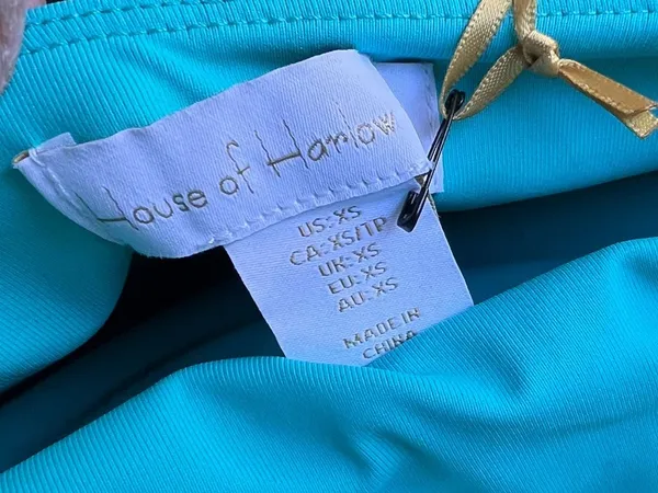 House of Harlow 1960 Turquoise Green Strapless Bodycon Midi Dress Double Lined - Image 3