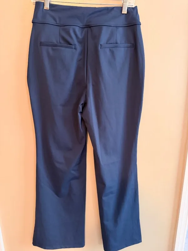 Halara Sz M Navy Blue Wide-Leg Pants With Pockets Size Medium Stretchy Polyeste - Image 4