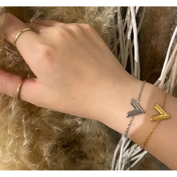 Dainty Yellow Gold Filled V-Shape‎ Bracelet, 7-9” - Image 4