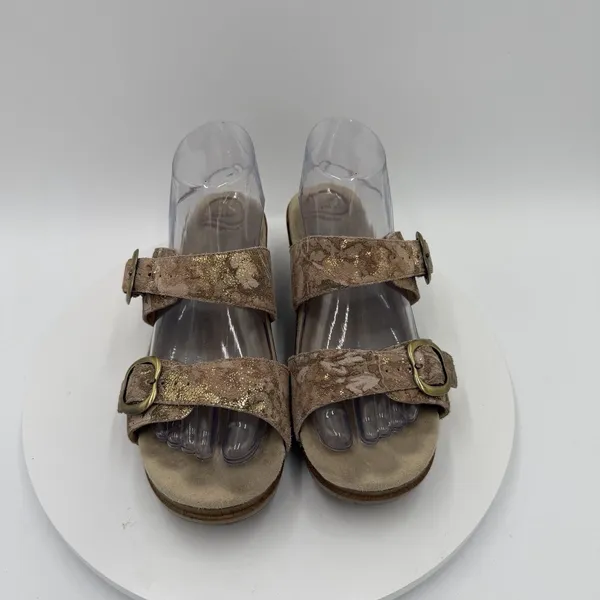 Dansko Sophie Metallic Leather Wedge Buckle Sandals Mules‎ EU 39 US 8.5 - Image 3