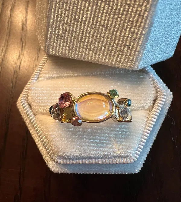 Gorgeous Cats Eye with Gemstones Adjustable Ring Size 7-9 NWT - Image 3