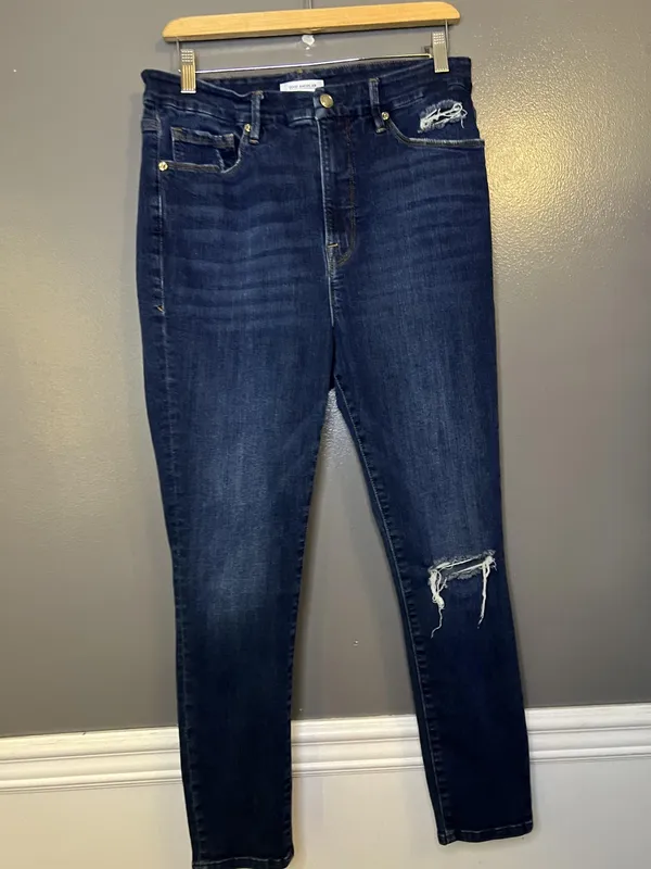 Good American Good Legs Crop Jeans Womens 30 Dark Wash High Rise Denim - Image 2