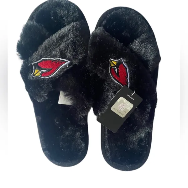 NFL‎ Arizona Cardinals CrisCross Synthetic Fur Slippers Size L 9/10 - Image 3